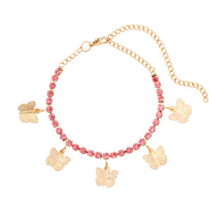 Anklet-Bracelet  INS Fashion Butterfly anklet Rhinestone Tennis Chain  ID A114 - 1136 - foxberryparkproducts