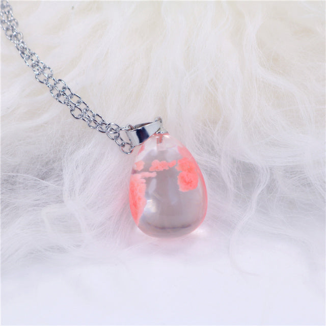 Chic Transparent Resin Rould Ball Moon Pendant Necklace - foxberryparkproducts