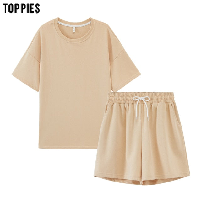 Toppies Summer Tracksuits Womens Two Peices Set Leisure Outfits - foxberryparkproducts