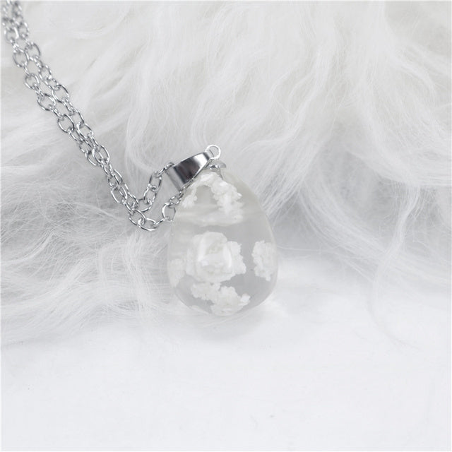 Chic Transparent Resin Rould Ball Moon Pendant Necklace - foxberryparkproducts
