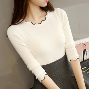 2021 autumn new women sweaters women head set inside long-sleeved sweater Slim bottoming shirt - foxberryparkproducts