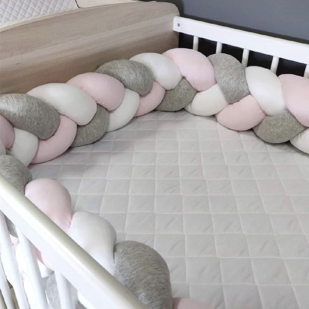 1M/2M/3M/4M Baby Bumper Bed Braid Knot Pillow Cushion Bumper - foxberryparkproducts