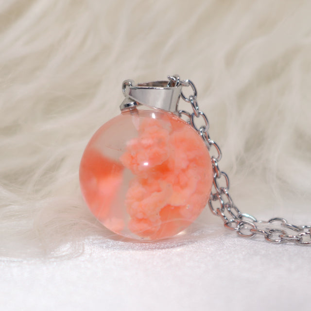Chic Transparent Resin Rould Ball Moon Pendant Necklace - foxberryparkproducts