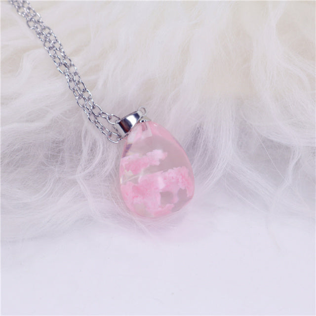Chic Transparent Resin Rould Ball Moon Pendant Necklace - foxberryparkproducts