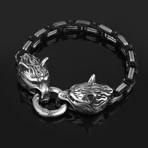 Nordic Vikings Celtic Wolf Head Bracelets Mens Stainless Steel Oding Wolf Bangles Amulet Never Fade - foxberryparkproducts