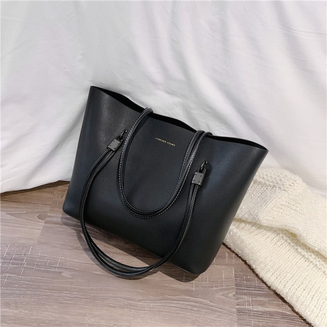 Solid Color Women PU Leather Handbag - foxberryparkproducts