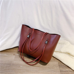 Solid Color Women PU Leather Handbag - foxberryparkproducts