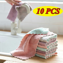 Load image into Gallery viewer, 10pcs Super Absorbent Microfiber Kitchen Dish Cloth High-efficiency Tableware Household Cleaning Towel Kitchen Tools Gadgets - foxberryparkproducts
