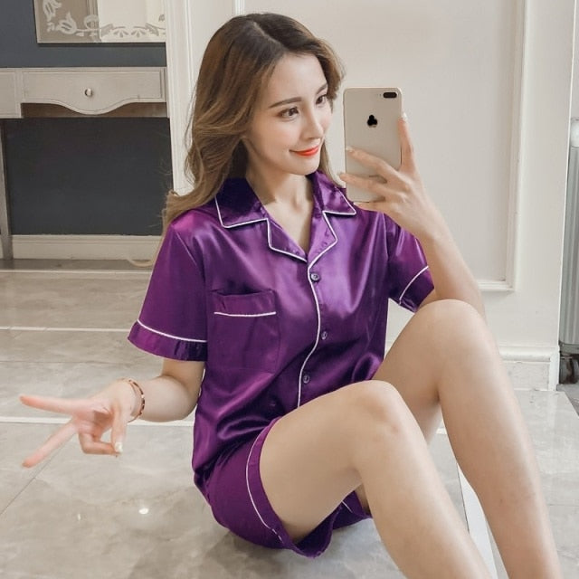 Womens Silk Satin Pajamas - foxberryparkproducts