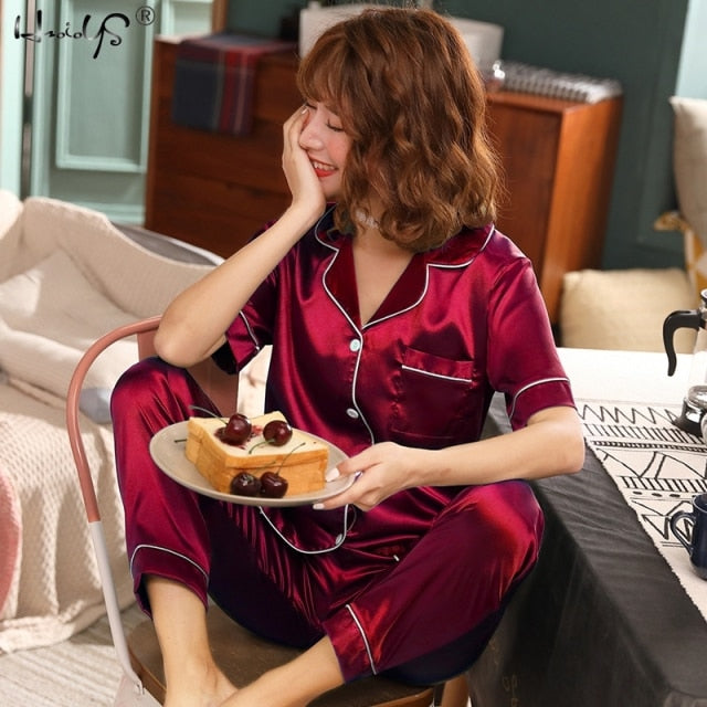 Womens Silk Satin Pajamas - foxberryparkproducts