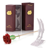 24k Gold Dipped Rose Flowers with Stand Eternal Rose Forever Love In Box Birthday Christmas Valentine Day Wedding Gift for Women - foxberryparkproducts