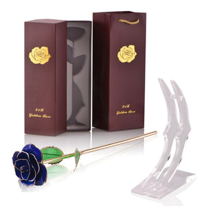 24k Gold Dipped Rose Flowers with Stand Eternal Rose Forever Love In Box Birthday Christmas Valentine Day Wedding Gift for Women - foxberryparkproducts
