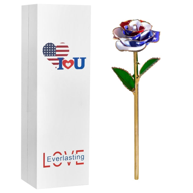 24k Gold Dipped Rose Flowers with Stand Eternal Rose Forever Love In Box Birthday Christmas Valentine Day Wedding Gift for Women - foxberryparkproducts