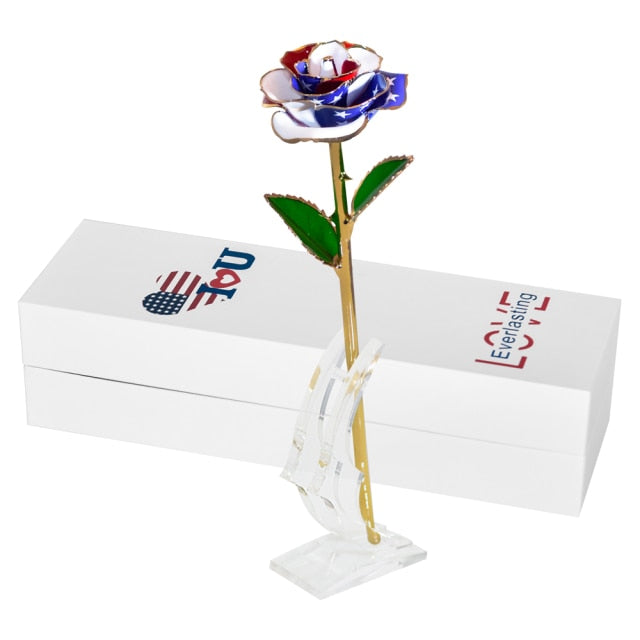 24k Gold Dipped Rose Flowers with Stand Eternal Rose Forever Love In Box Birthday Christmas Valentine Day Wedding Gift for Women - foxberryparkproducts