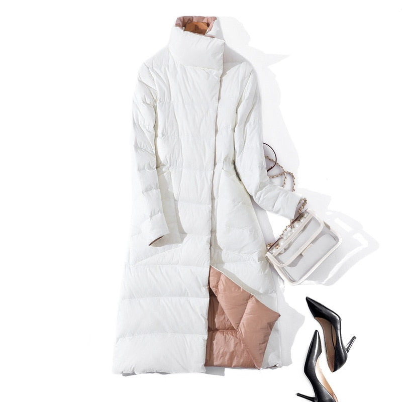 2022 Women Winter Coat Stand Collar White Duck Down - foxberryparkproducts