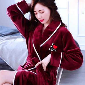 Women Coral Fleece Robe - foxberryparkproducts