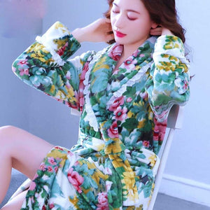 Women Coral Fleece Robe - foxberryparkproducts