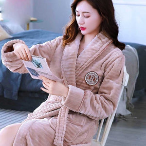 Women Coral Fleece Robe - foxberryparkproducts