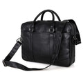 Nesitu Quality Black Brown Genuine Leather Men 14'' Laptop Briefcase - foxberryparkproducts