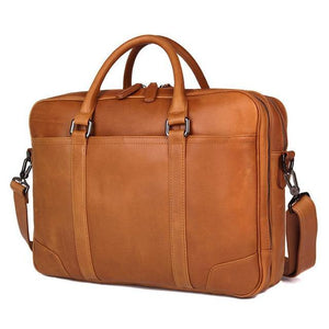 Nesitu Quality Black Brown Genuine Leather Men 14'' Laptop Briefcase - foxberryparkproducts