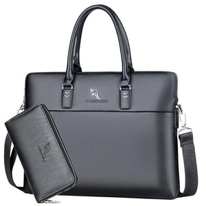 Black  Men Briefcase For Document Laptop Computer - foxberryparkproducts