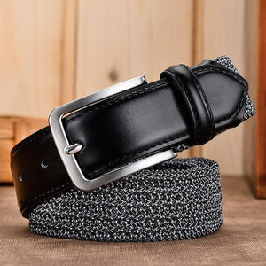 Fashion Elastic Belt For Men Unisex Genuine Leather Strap Weave - foxberryparkproducts