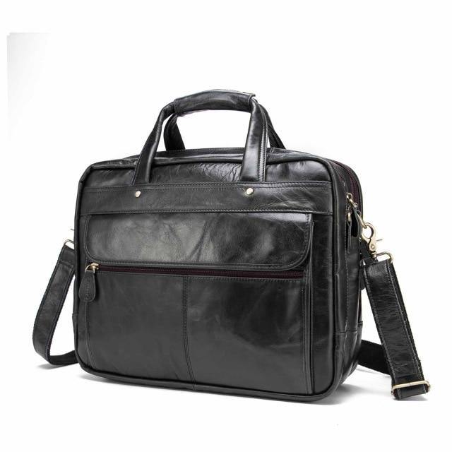 Top Quality Men Real Leather Antique Style 15.6" Laptop Briefcase - foxberryparkproducts