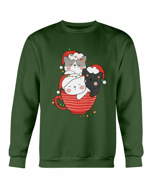 Cute Cats Cup Christmas Sweatshirt - foxberryparkproducts